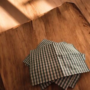 Four double thick double sided green and tan placemats